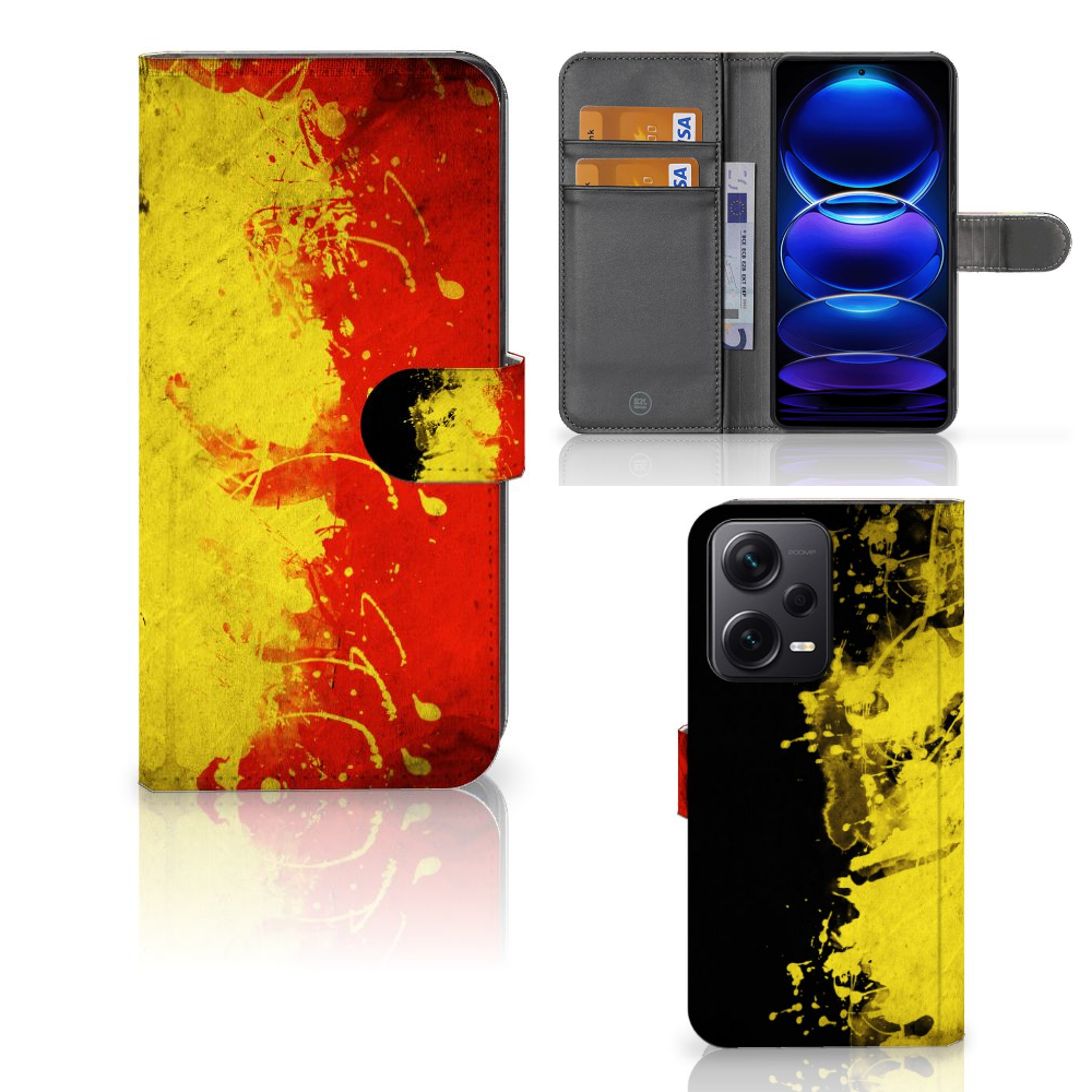 Xiaomi Poco X5 Pro | Note 12 Pro 5G Bookstyle Case België design hoesje Belgische kleuren aanzicht