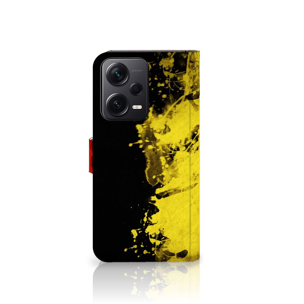 Xiaomi Poco X5 Pro | Note 12 Pro 5G Bookstyle Case België design hoesje zwart geel aanzicht