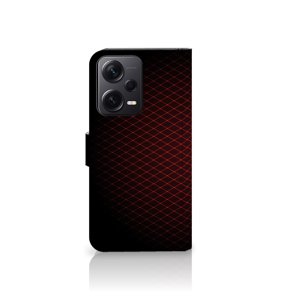 Xiaomi Poco X5 Pro | Note 12 Pro 5G Telefoon Hoesje Geruit Rood met minimalistisch ontwerp en ruimte voor 3 pasjes