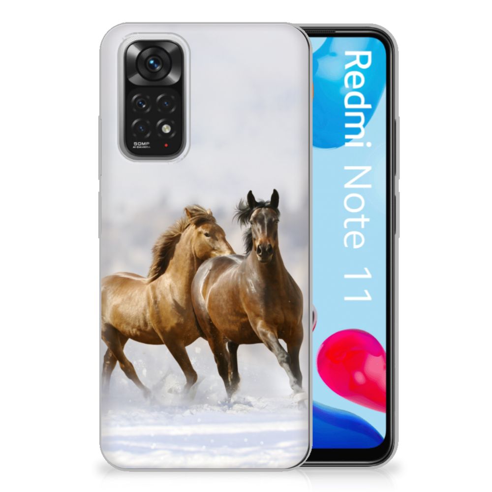 Xiaomi Redmi 10 Redmi Note 11 4G TPU Hoesje Paarden design paarden aanzicht