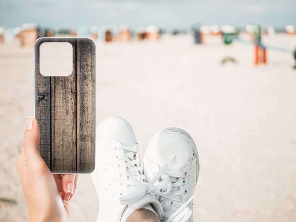 Xiaomi Redmi 10C Bumper Hoesje Steigerhout design steigerhout aanzicht
