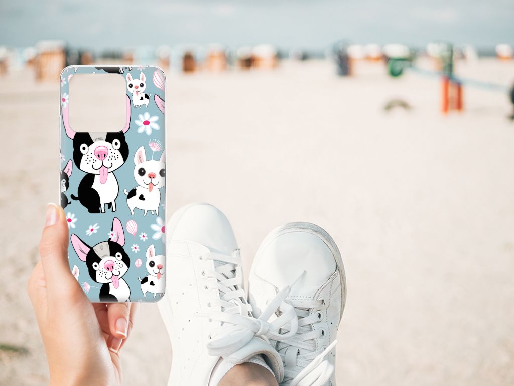 Xiaomi Redmi 10C TPU Hoesje Hondjes honden cartoon strand hand