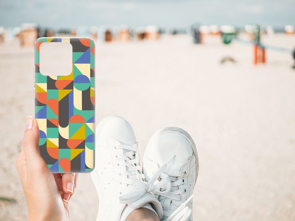 Xiaomi Redmi 10C TPU bumper Funky Retro design kleurrijke patronen aanzicht