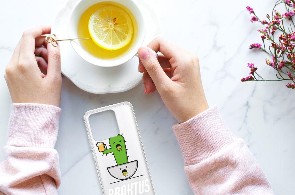 Xiaomi Redmi 10C Telefoonhoesje met Naam Braktus cactus print aanzicht