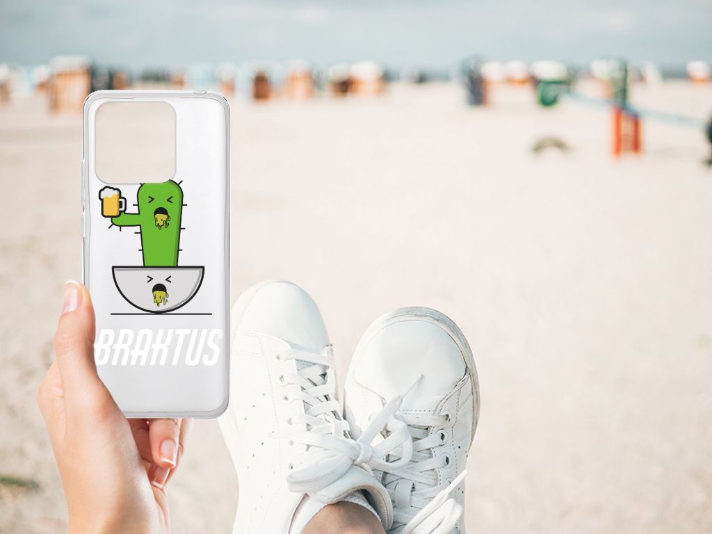 Xiaomi Redmi 10C Telefoonhoesje met Naam Braktus cactus print hand met sneaker strand