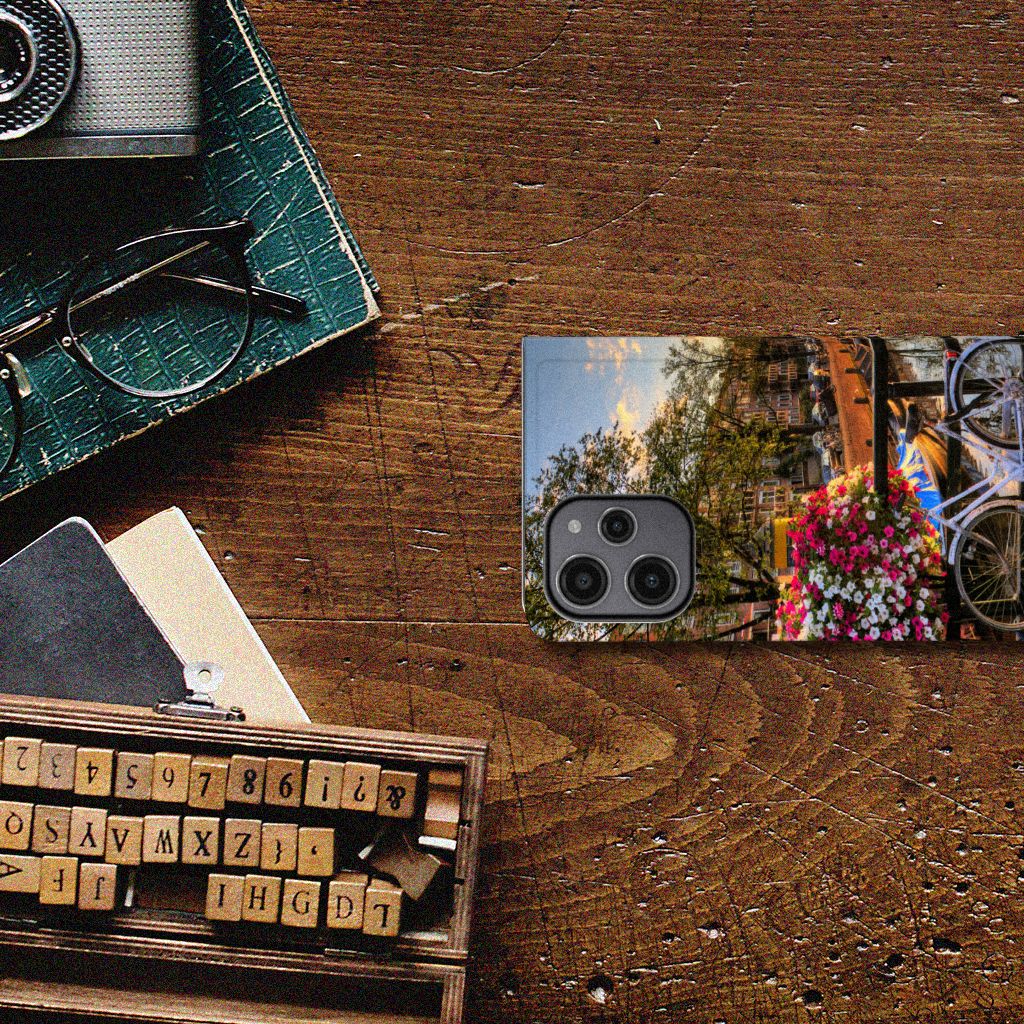 Xiaomi Redmi 12 4G Book Cover Amsterdamse Grachten design hoesje aanzicht