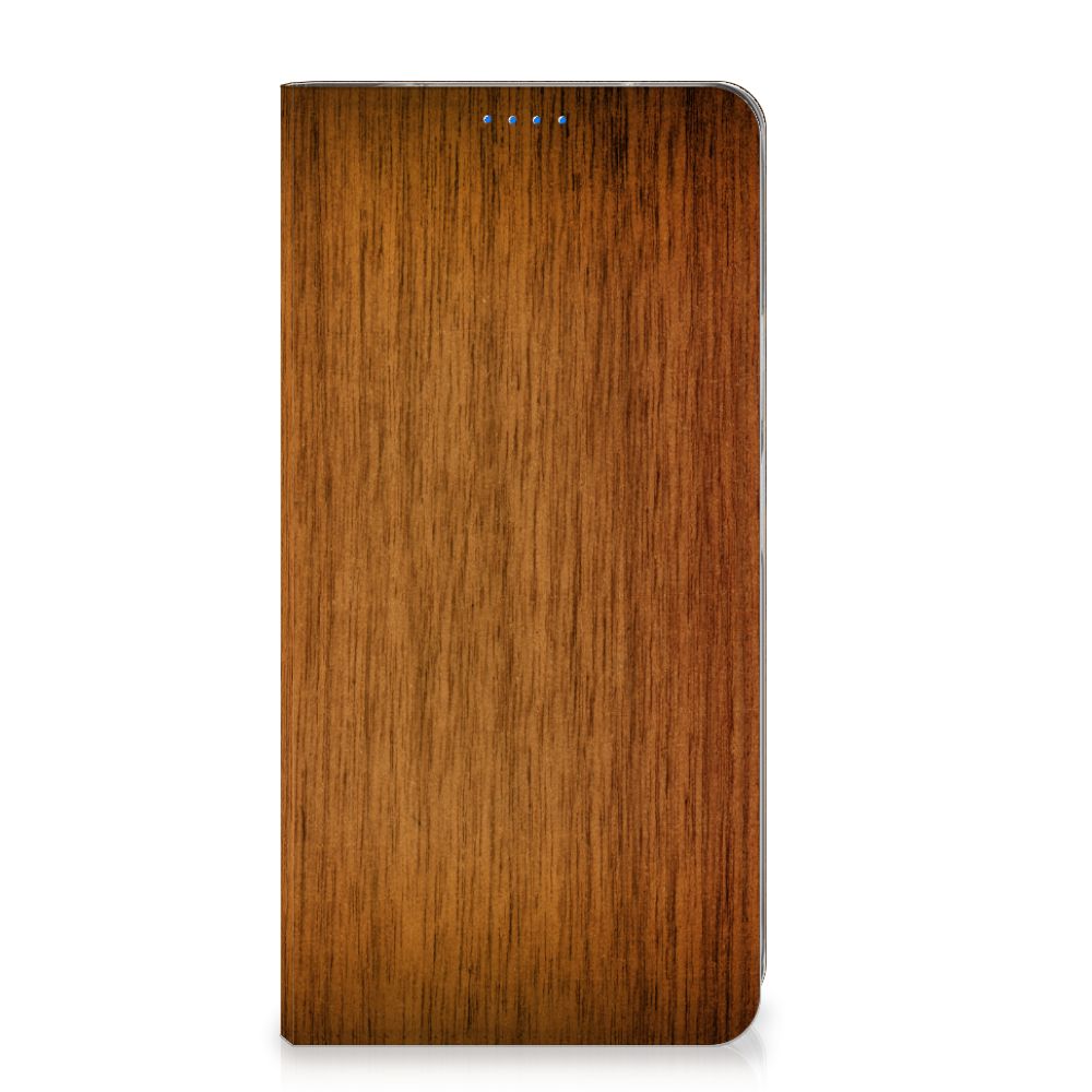 Xiaomi Redmi 12 4G Book Wallet Case Donker Hout hoesje ontwerp voorzijde