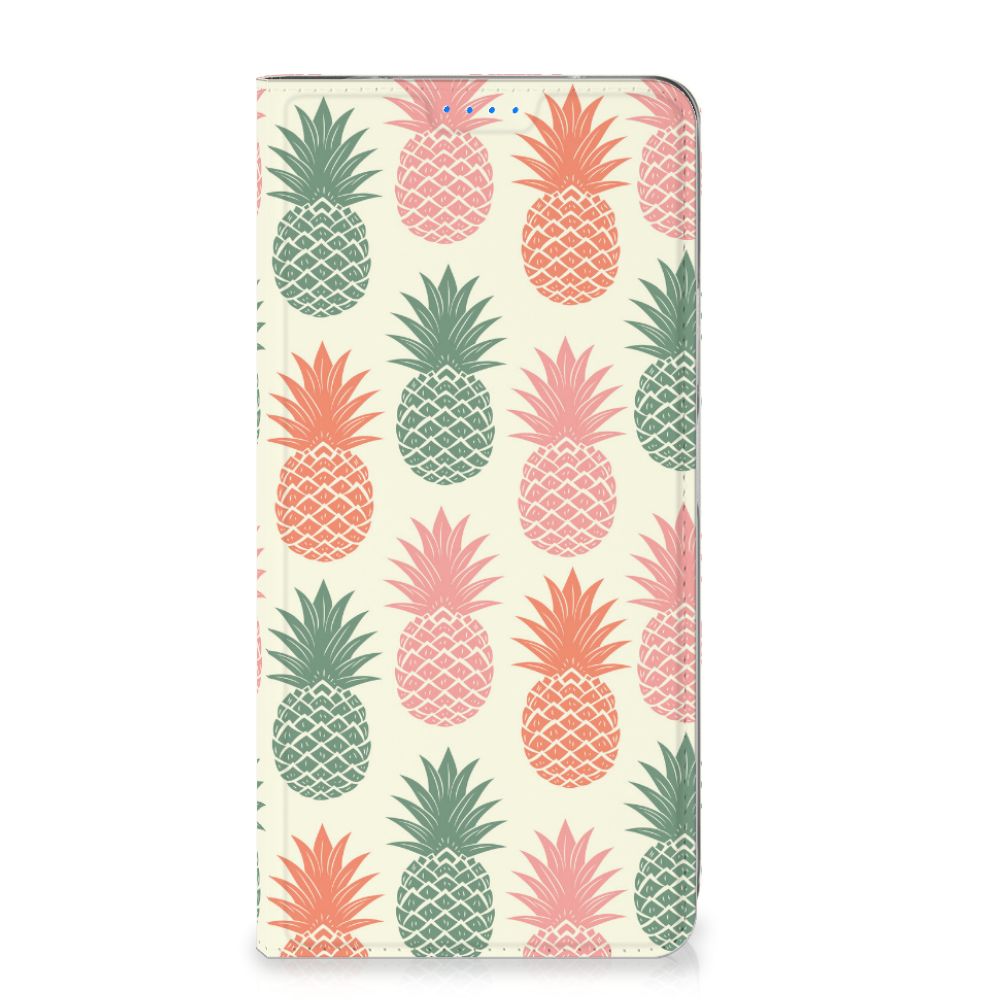 Xiaomi Redmi 12 4G Flip Style Cover Ananas telefoonhoesje ananas patroon voorkant
