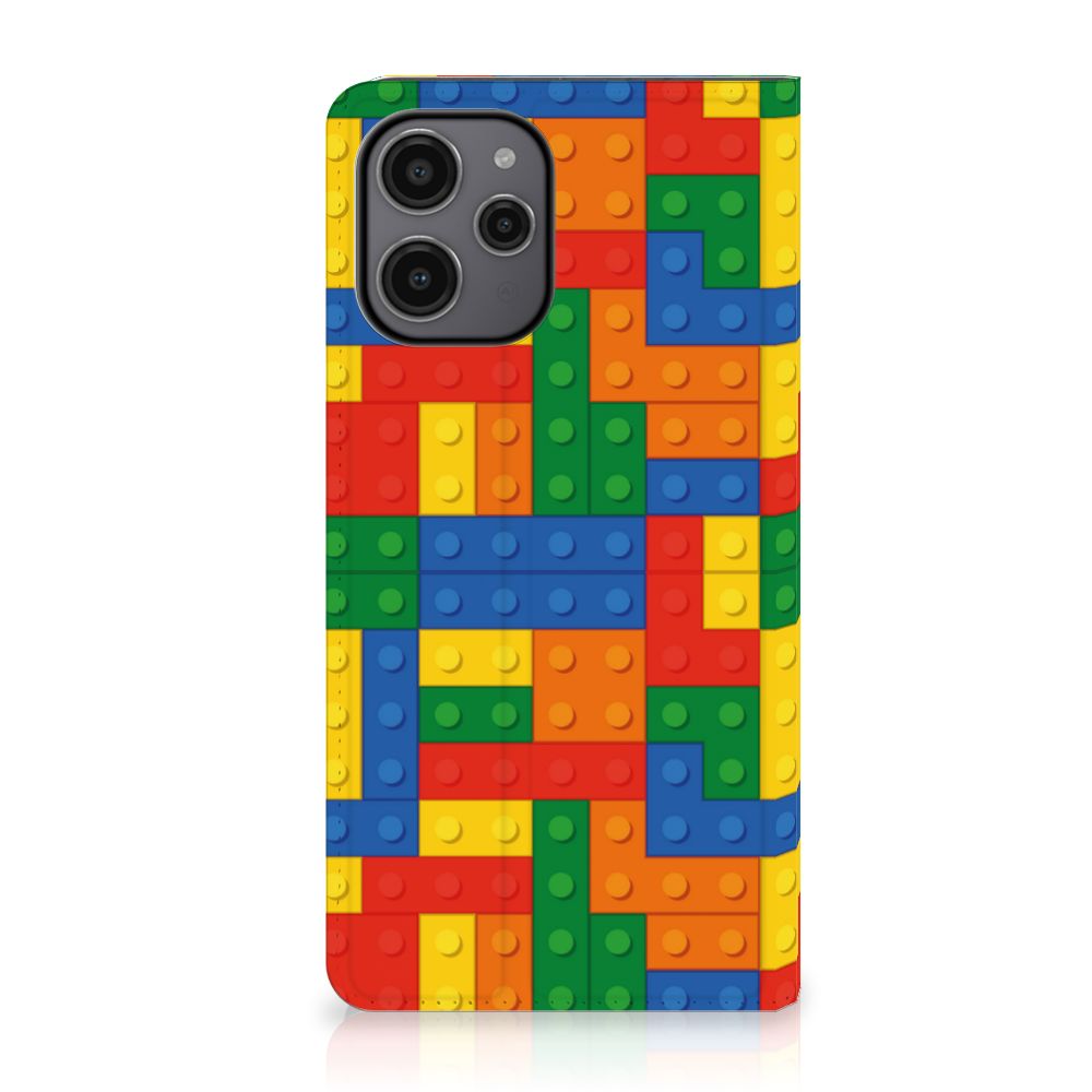 Xiaomi Redmi 12 4G Hoesje met Magneet Blokken design blokken print achteraanzicht