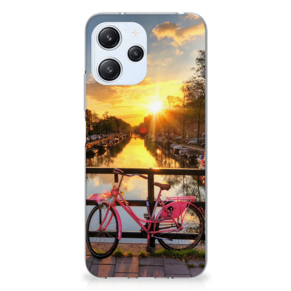 Xiaomi Redmi 12 4G Siliconen Back Cover Amsterdamse Grachten fiets zonsondergang rivier