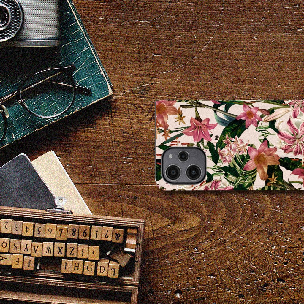 Xiaomi Redmi 12 4G Smart Cover Flowers bloemen ontwerp bovenaanzicht