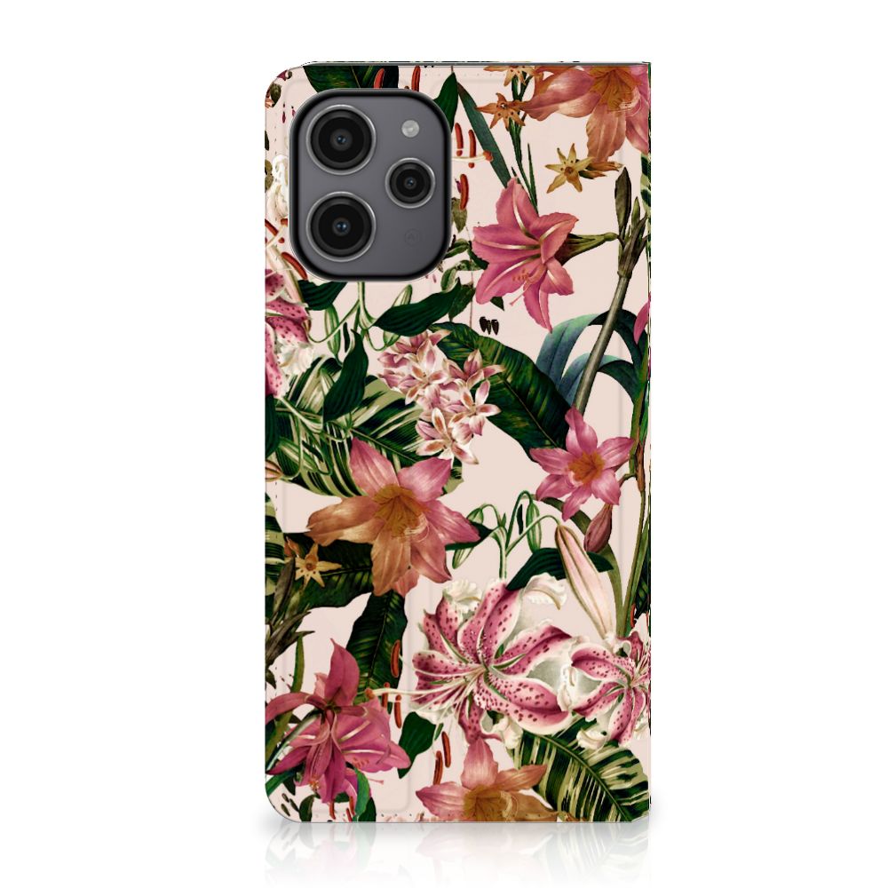 Xiaomi Redmi 12 4G Smart Cover Flowers bloemen ontwerp voorkant