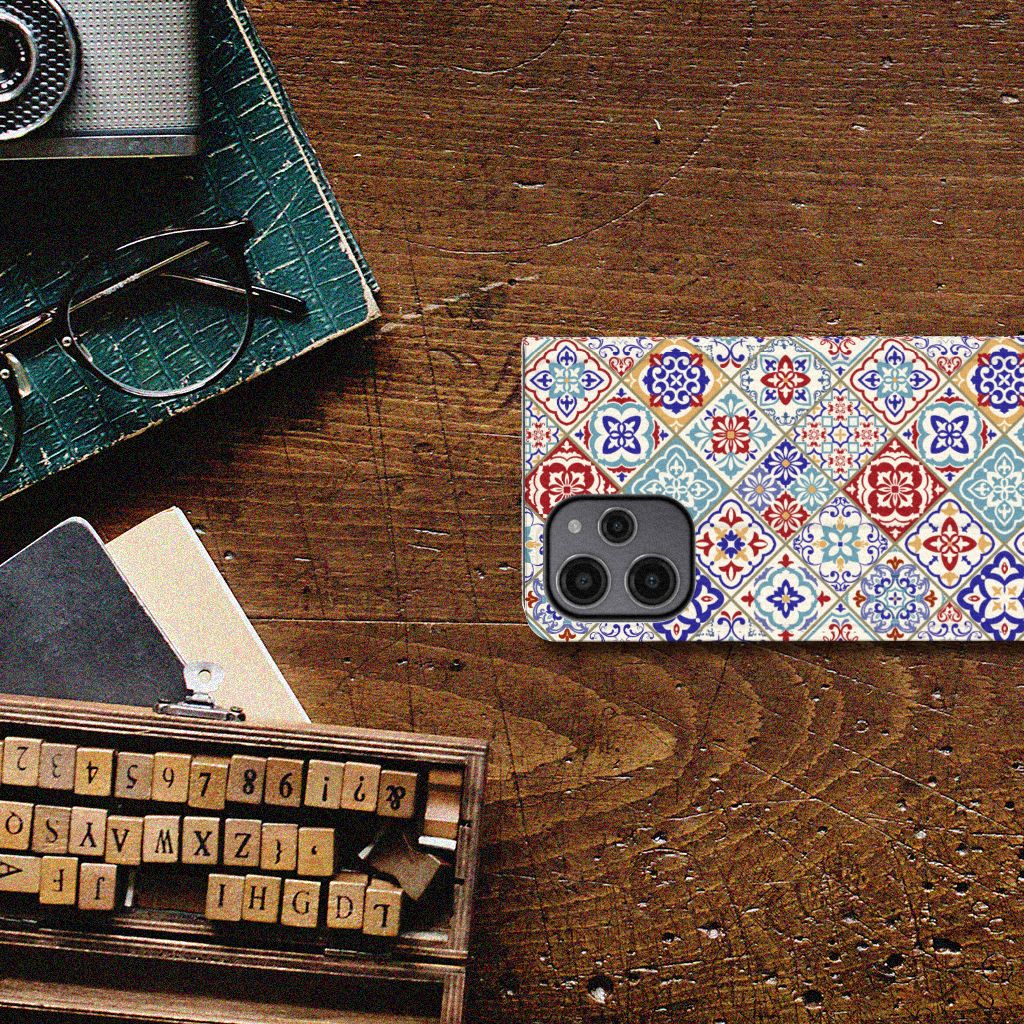 Xiaomi Redmi 12 4G Standcase Tiles Color telefoonhoesje design Tiles aanzicht