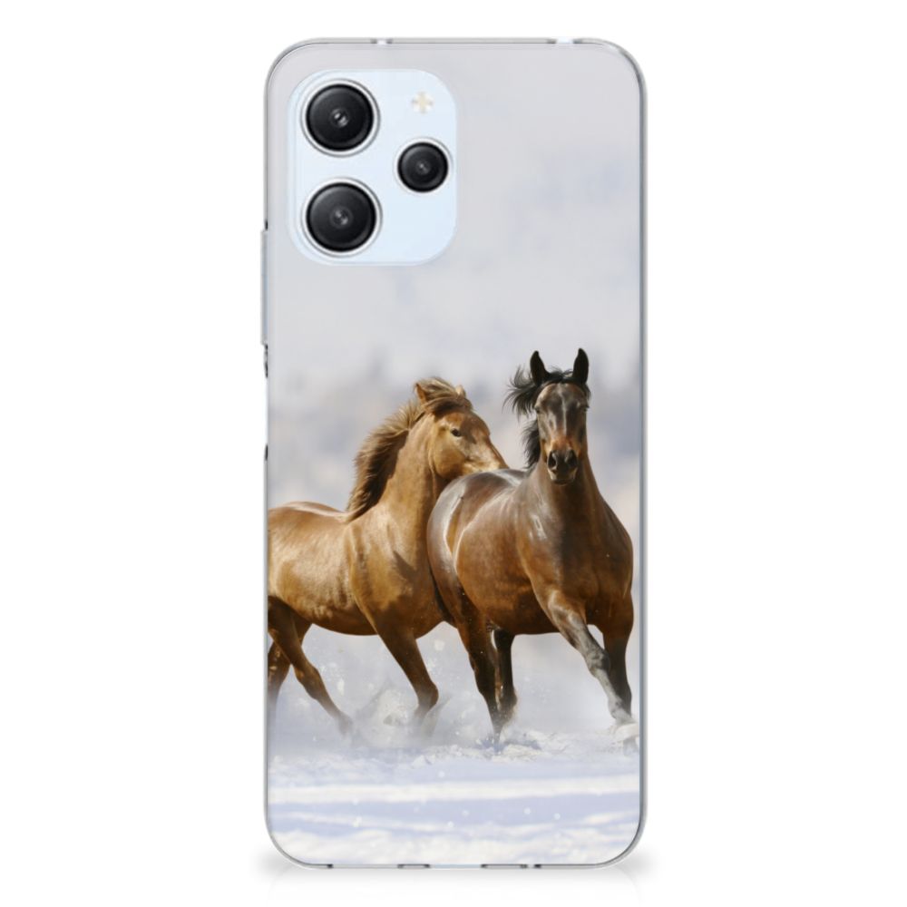 Xiaomi Redmi 12 4G TPU Hoesje Paarden paarden rennend sneeuw