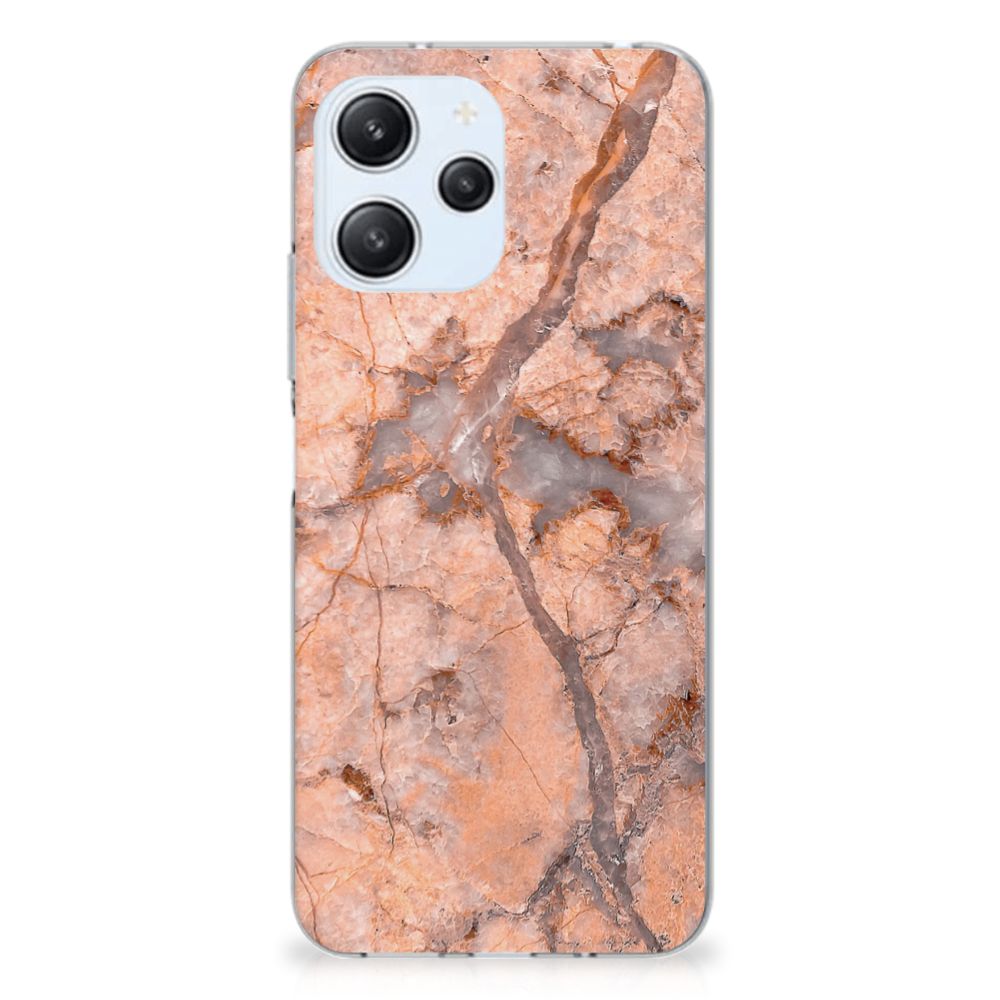 Xiaomi Redmi 12 4G TPU Siliconen Hoesje Marmer Oranje achterkant