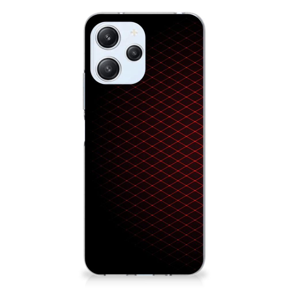 Xiaomi Redmi 12 4G TPU bumper Geruit Rood achterkant zwart rood ruitjes ontwerp
