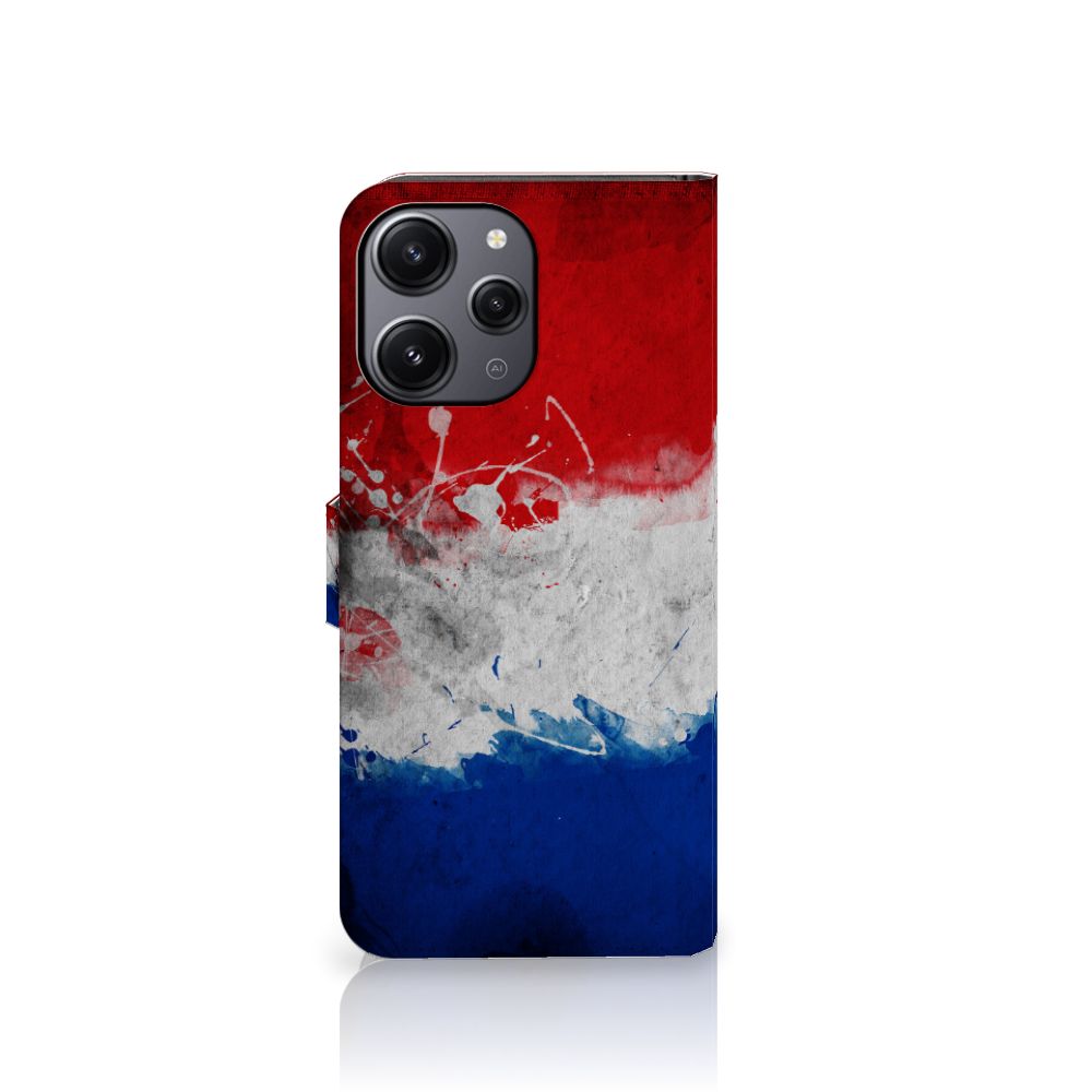 Xiaomi Redmi 12 Bookstyle Case Nederland met artistiek ontwerp van de Nederlandse vlag