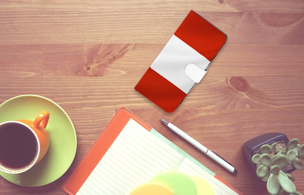 Xiaomi Redmi 12 Bookstyle Case Oostenrijk design vlag aanzicht