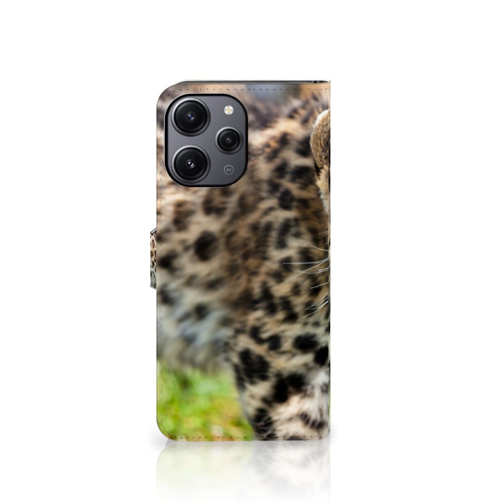 Xiaomi Redmi 12 Telefoonhoesje met Pasjes Baby Luipaard design baby luipaard vooraanzicht