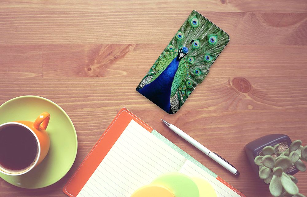 Xiaomi Redmi 12 Telefoonhoesje met Pasjes Pauw design pauw aanzicht