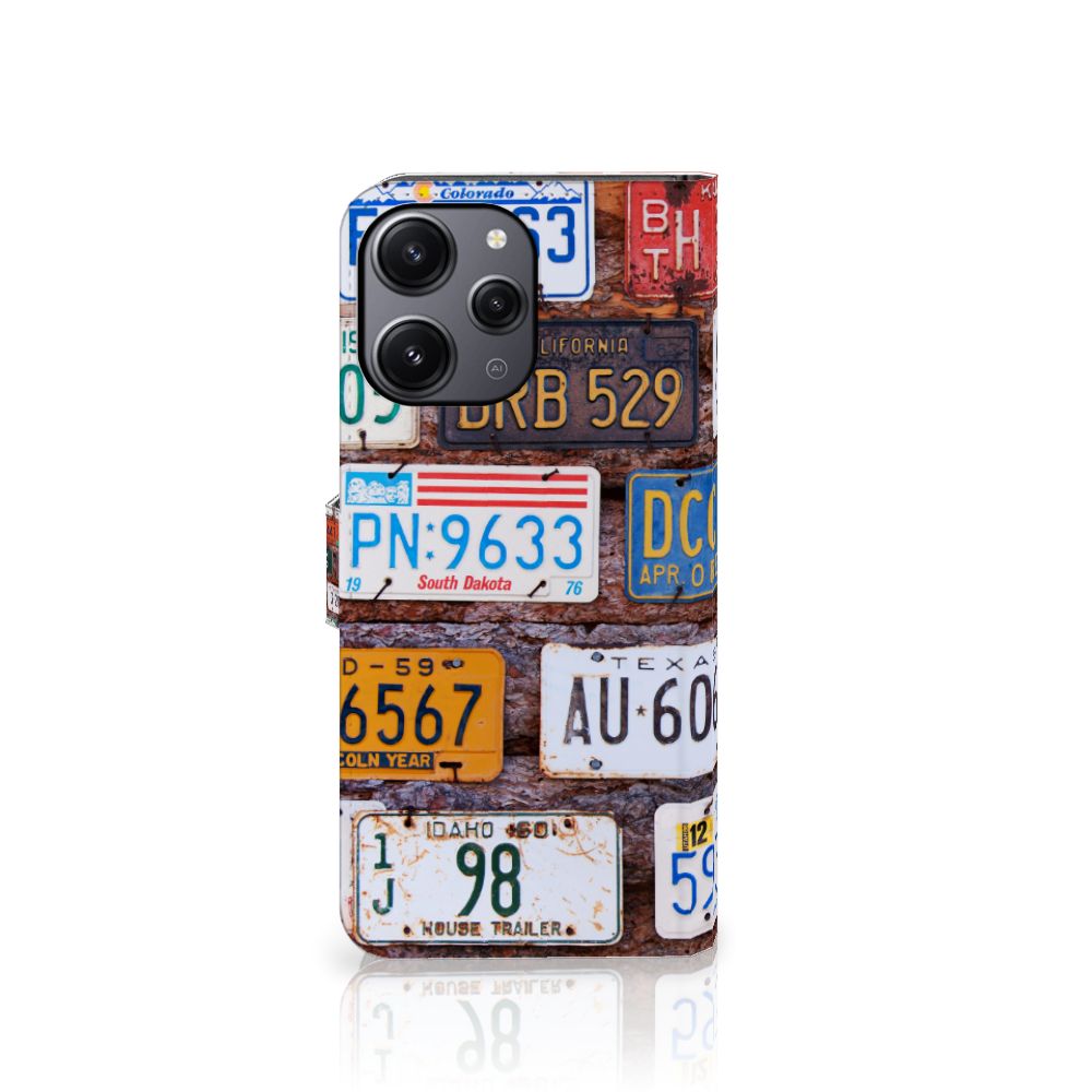 Xiaomi Redmi 12 Telefoonhoesje met foto Kentekenplaten collage design voorkant
