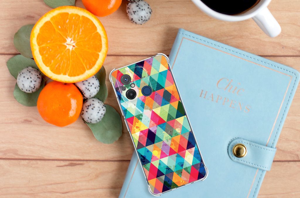 Xiaomi Redmi 12C Doorzichtige Silicone Hoesje Geruit B2C Telecom