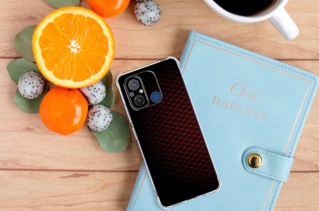 Xiaomi Redmi 12C Doorzichtige Silicone Hoesje Geruit Rood B2C Telecom