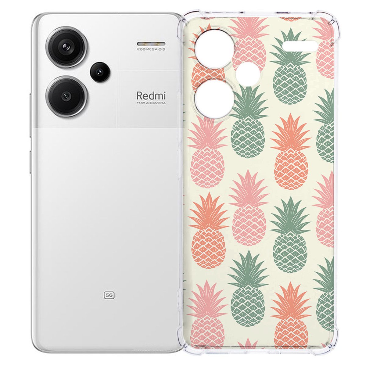 Xiaomi Redmi 13 Pro Plus Hoesje Ananas TPU Antishock achterkant stijlvolle fruitprint