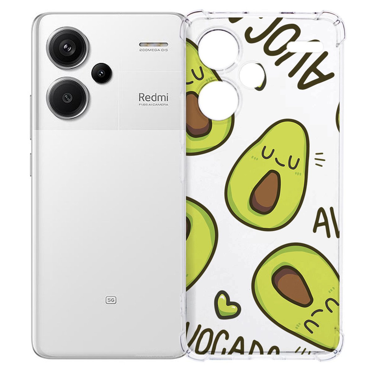 Xiaomi Redmi 13 Pro Plus Hoesje Avocado Singing TPU Antishock achterkant met avocado ontwerp