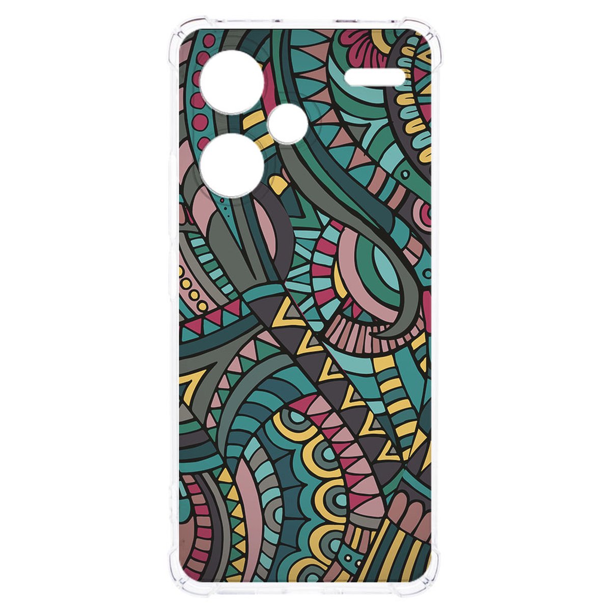 Xiaomi Redmi 13 Pro Plus Hoesje Aztec TPU Antishock design Aztec patroon aanzicht