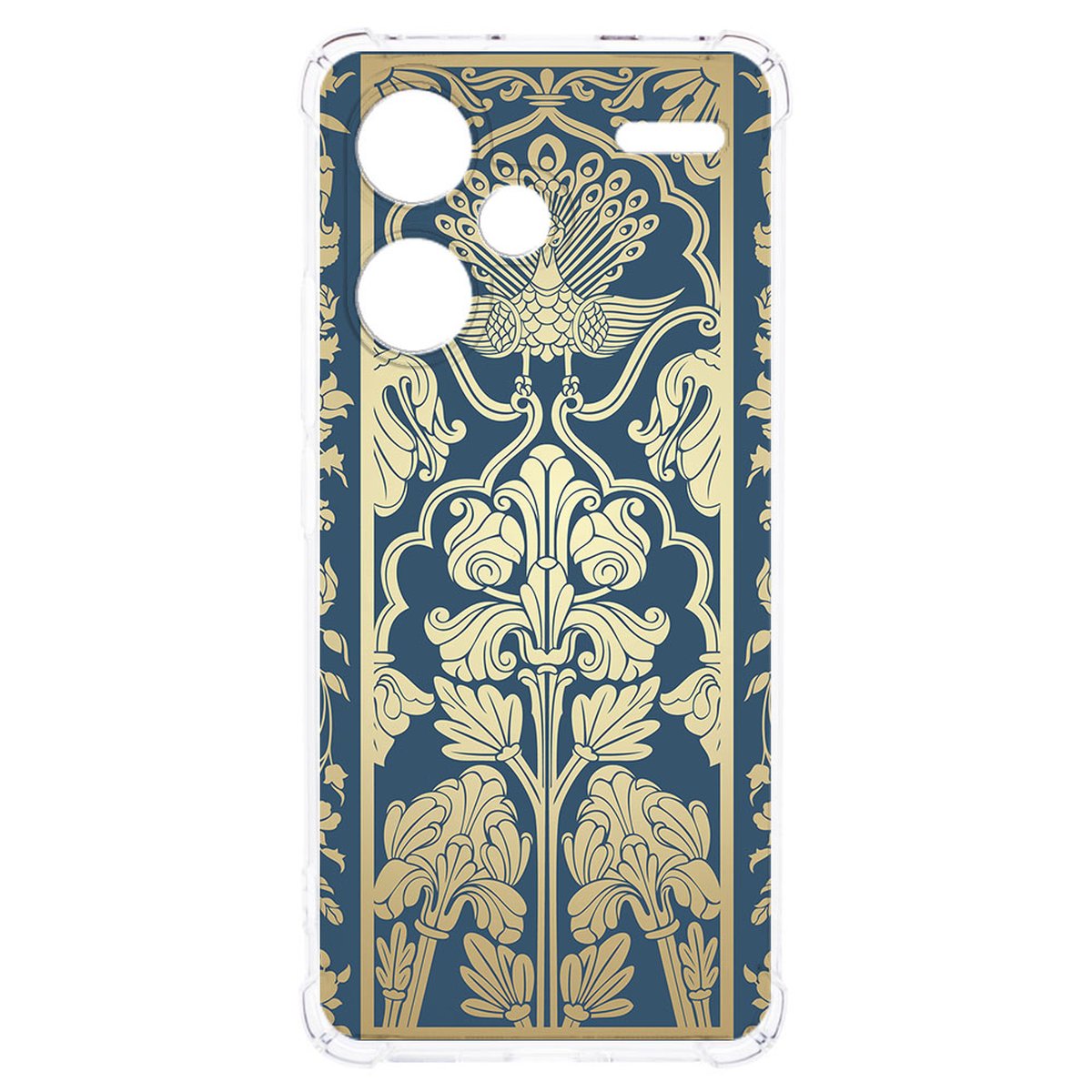 Xiaomi Redmi 13 Pro Plus Hoesje Beige Flowers TPU Antishock bloemenprint design voorkant