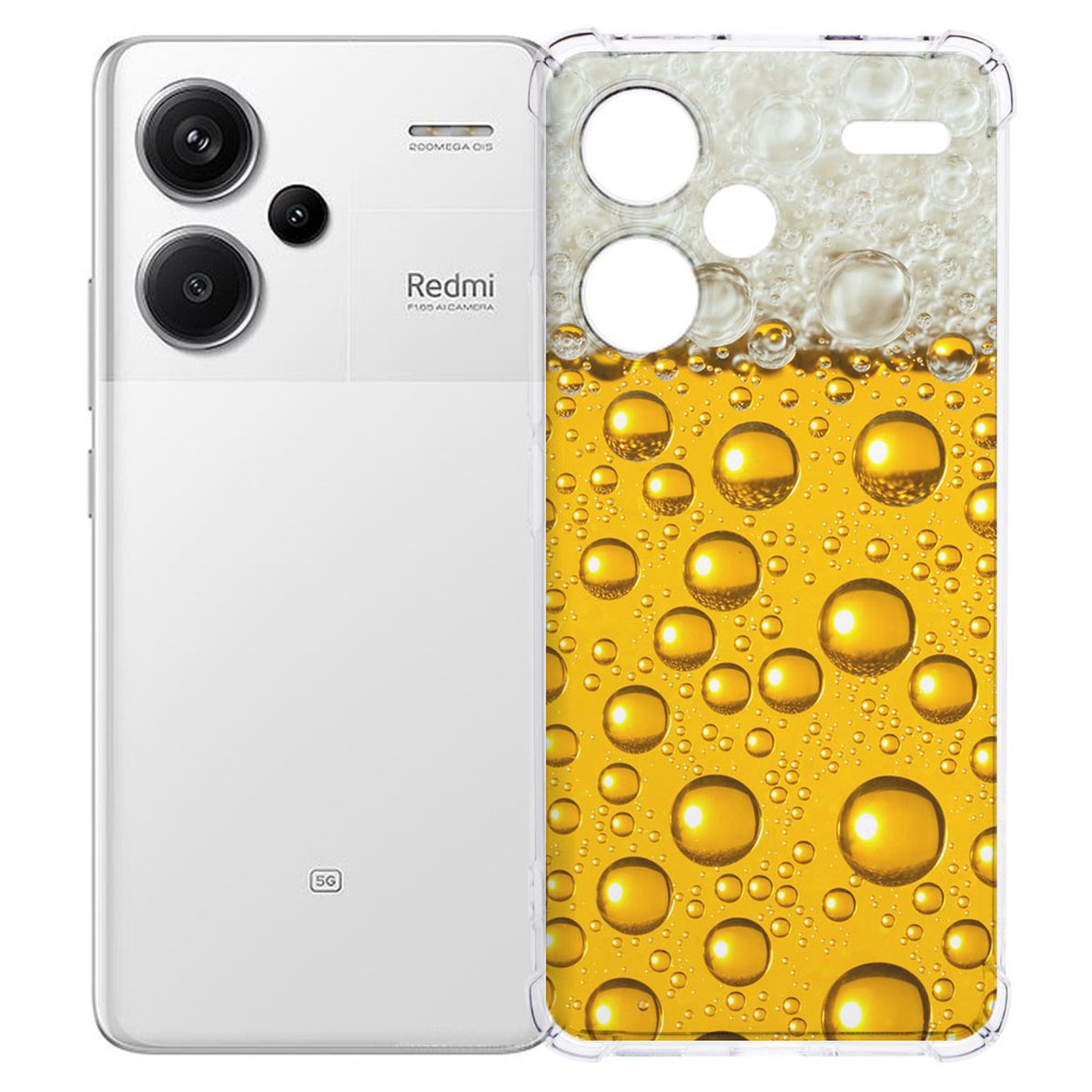 Xiaomi Redmi 13 Pro Plus Hoesje Bier TPU Antishock achterkant design met bierdruppels