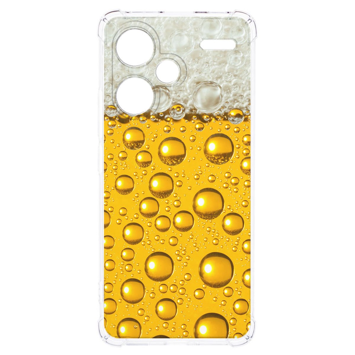 Xiaomi Redmi 13 Pro Plus Hoesje Bier TPU Antishock voorkant afbeelding met bierdesign en belletjes