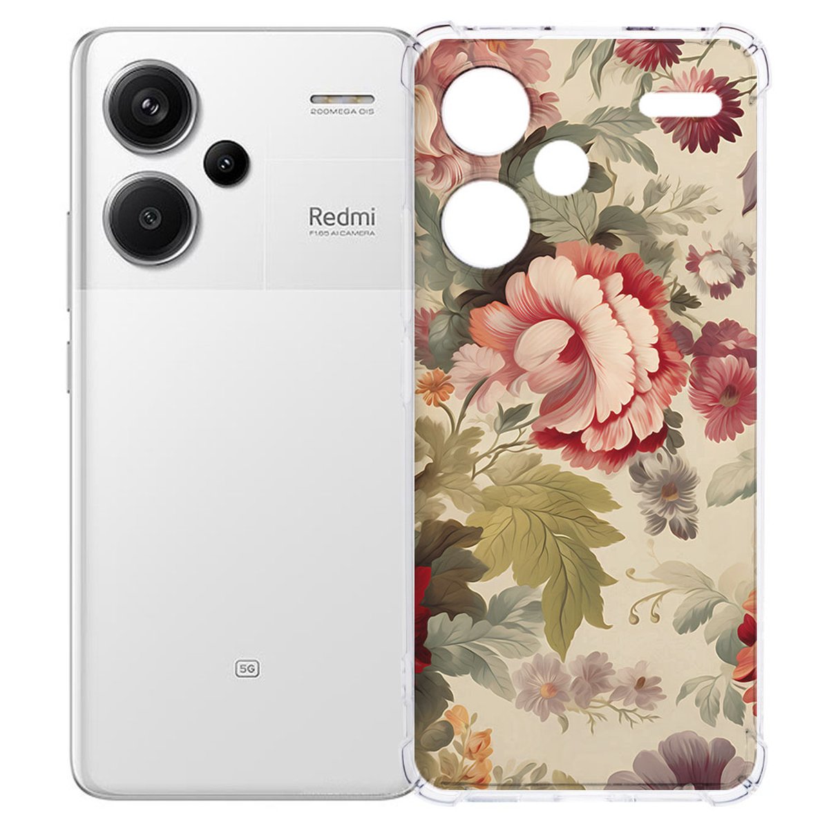 Xiaomi Redmi 13 Pro Plus Hoesje Bloemen TPU Antishock achterkant bloemenprint