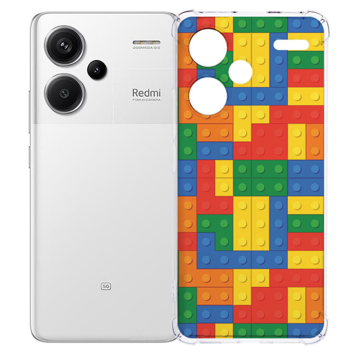 Xiaomi Redmi 13 Pro Plus Hoesje Blokken TPU Antishock blokken design achterkant
