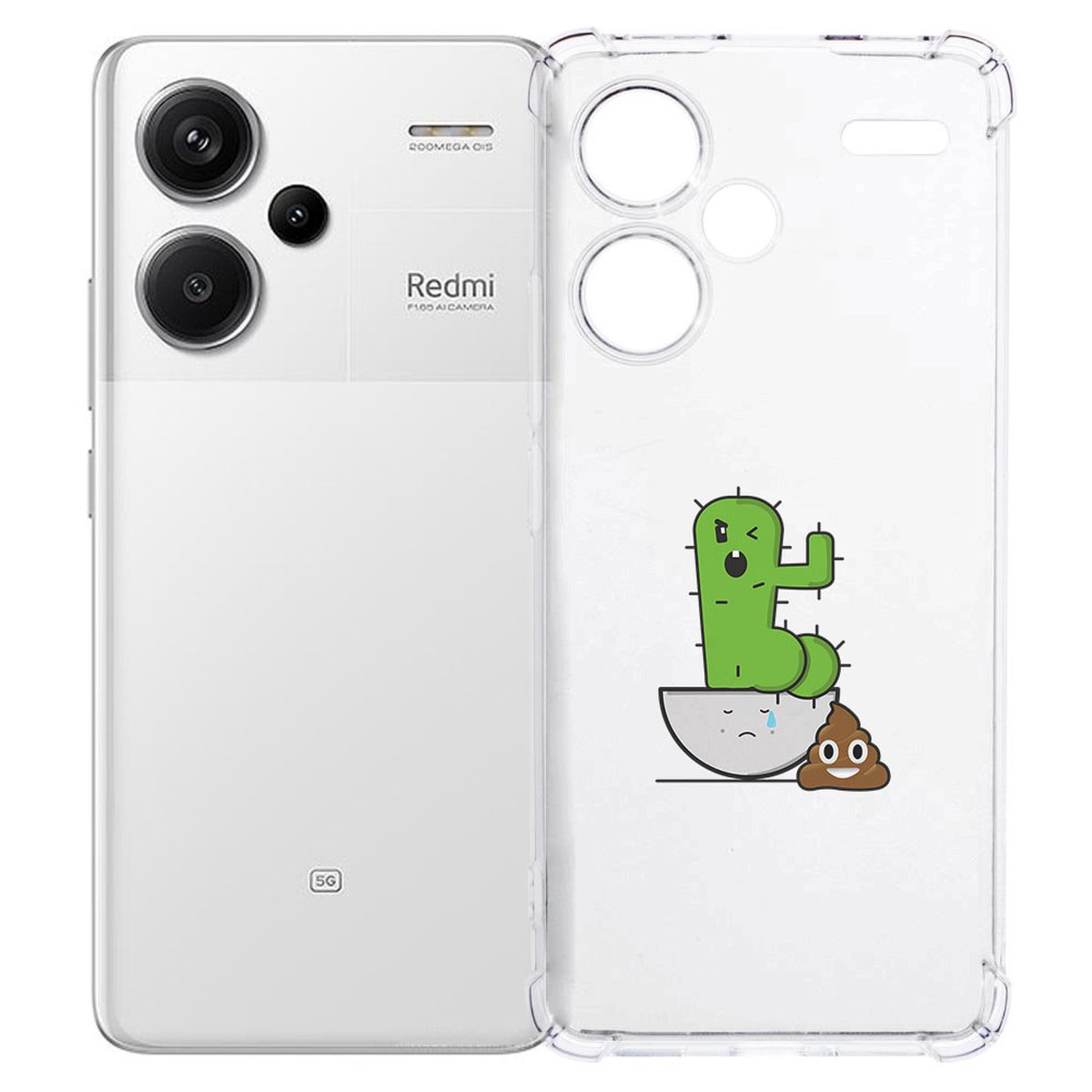 Xiaomi Redmi 13 Pro Plus Hoesje Cactus Poo TPU Antishock achterzijde ontwerp