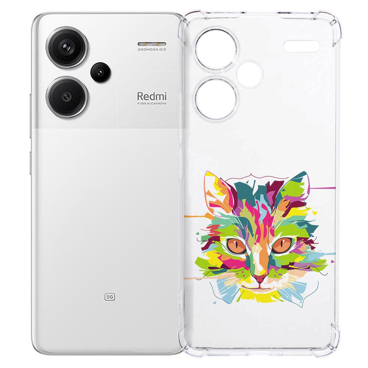 Xiaomi Redmi 13 Pro Plus Hoesje Cat Color TPU Antishock achterkant kleurrijk ontwerp