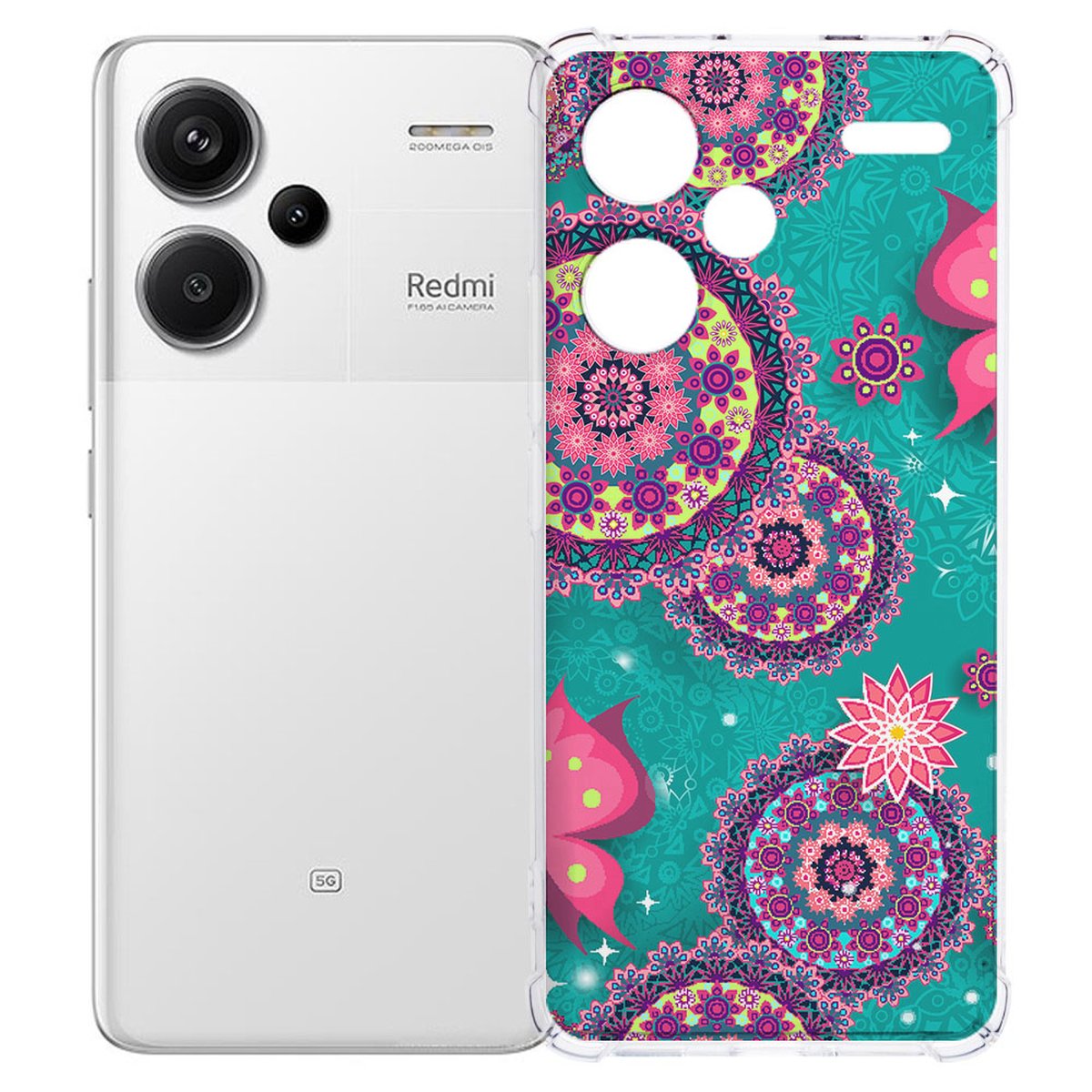 Xiaomi Redmi 13 Pro Plus Hoesje Cirkels en Vlinders TPU Antishock achterkant kleurrijk design