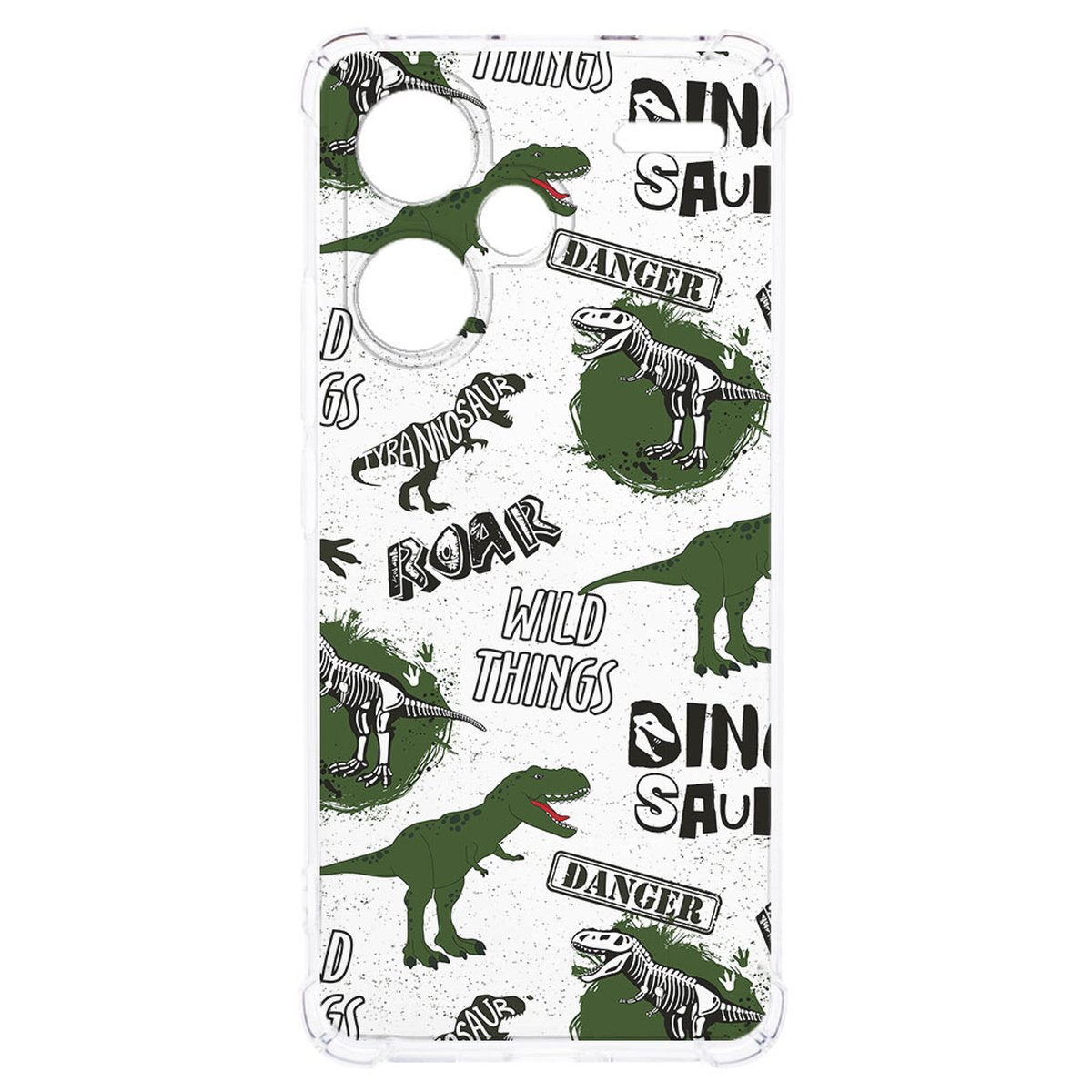 Xiaomi Redmi 13 Pro Plus Hoesje Dinosaurus TPU Antishock design dinosaurus aanzicht