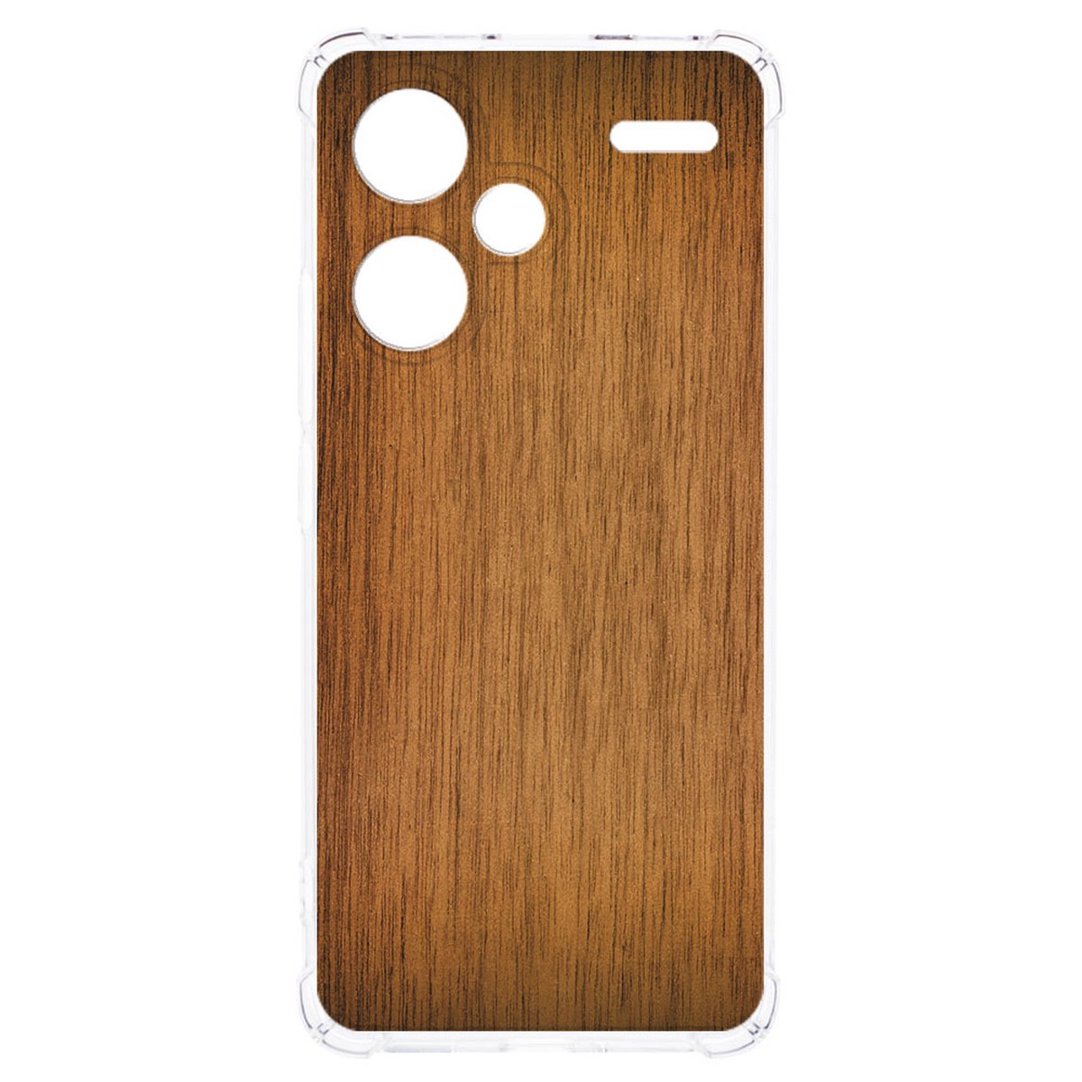 Xiaomi Redmi 13 Pro Plus Hoesje Donker Hout TPU Antishock achterzijde houten design
