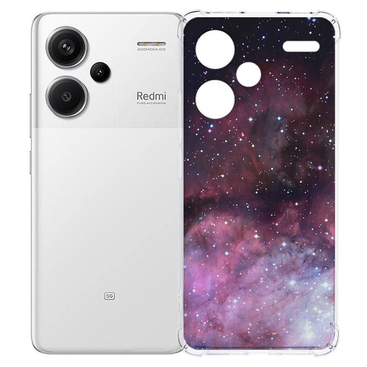 Xiaomi Redmi 13 Pro Plus Hoesje Galaxy TPU Antishock hoesch design sterrenhemel aanzicht