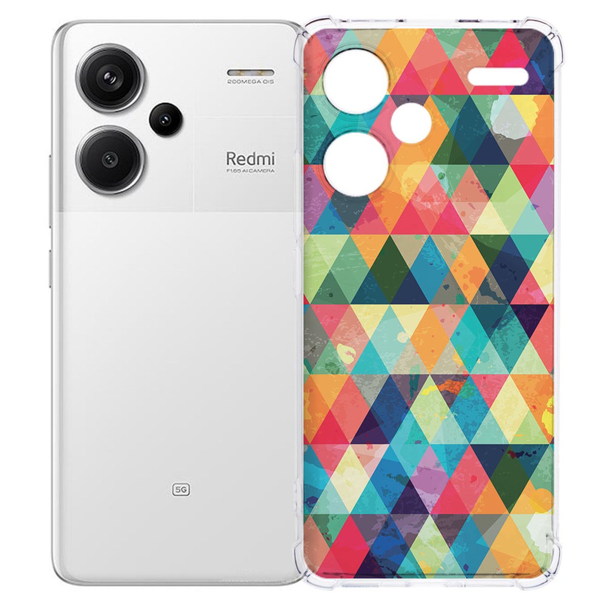 Xiaomi Redmi 13 Pro Plus Hoesje Geruit TPU Antishock kleurrijk design achterkant