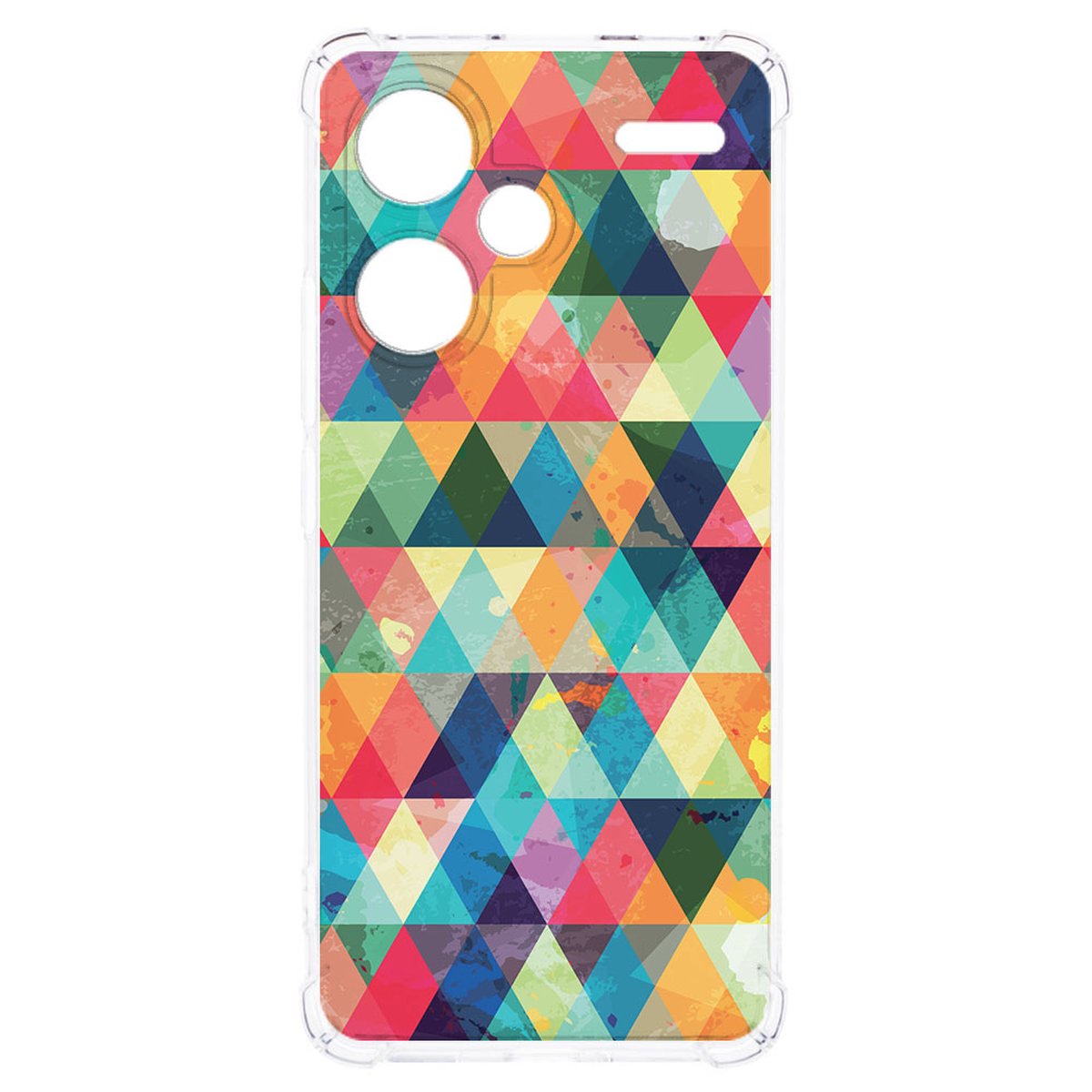 Xiaomi Redmi 13 Pro Plus Hoesje Geruit TPU Antishock kleurrijk geometrisch patroon transparant
