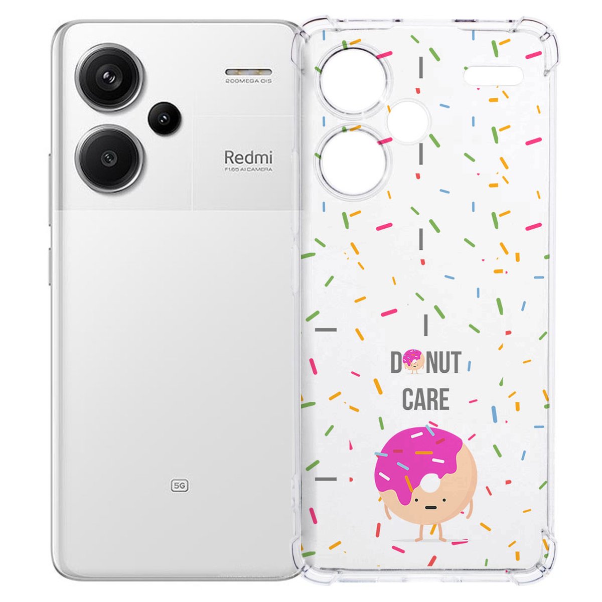 Xiaomi Redmi 13 Pro Plus Hoesje Hoesje Donut Roze TPU Antishock achteraanzicht
