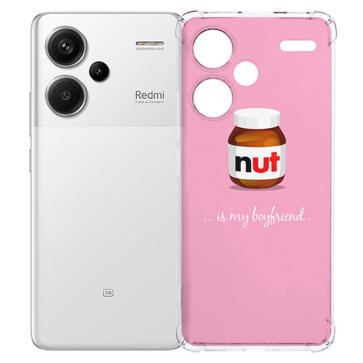 Xiaomi Redmi 13 Pro Plus Hoesje Hoesje Nut Boyfriend TPU Antishock achterzijde met ontwerp van nut jar en tekst