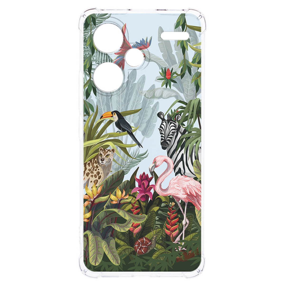 Xiaomi Redmi 13 Pro Plus Hoesje - Jungle TPU Antishock jungle design aanzicht