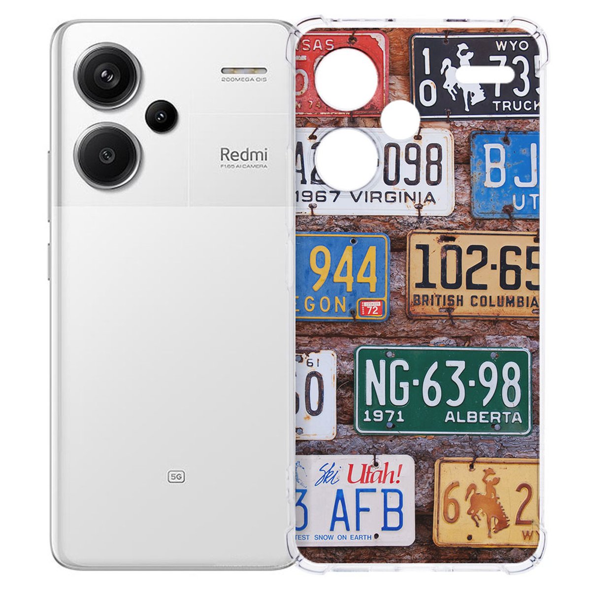Xiaomi Redmi 13 Pro Plus Hoesje Kentekenplaten TPU Antishock achterkant ontwerp