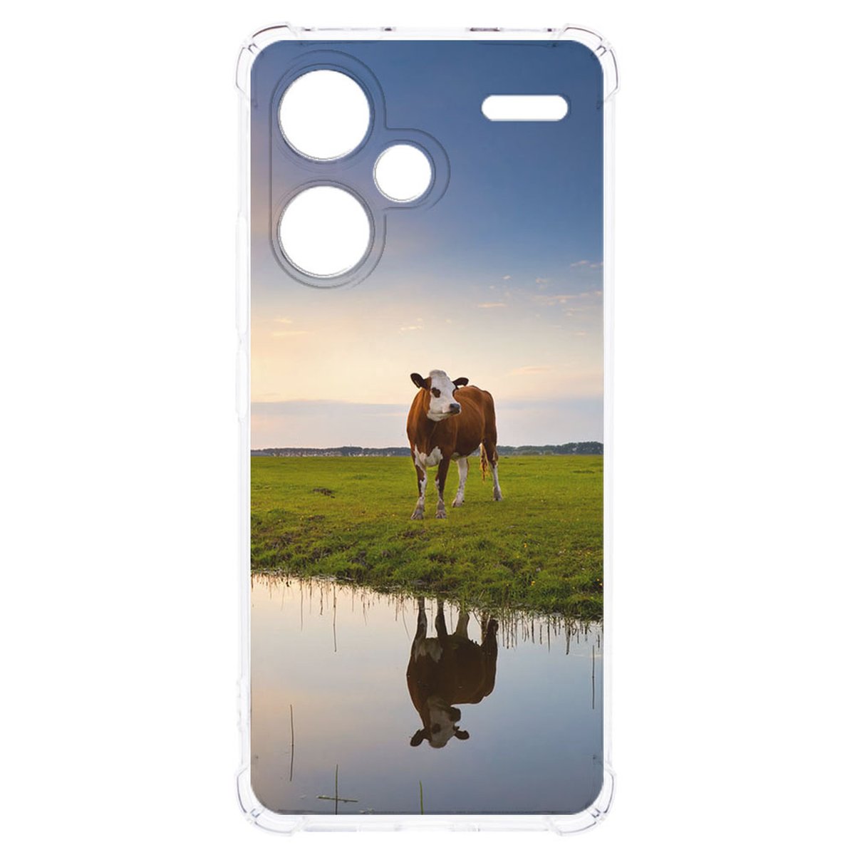 Xiaomi Redmi 13 Pro Plus Hoesje Koe TPU Antishock design koe aanzicht