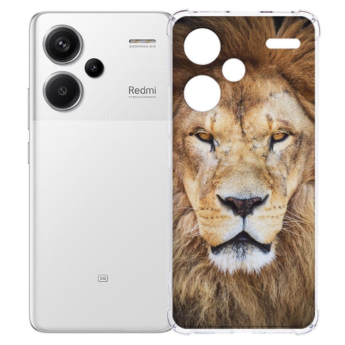 Xiaomi Redmi 13 Pro Plus Hoesje Leeuw TPU Antishock achterzijde ontwerp