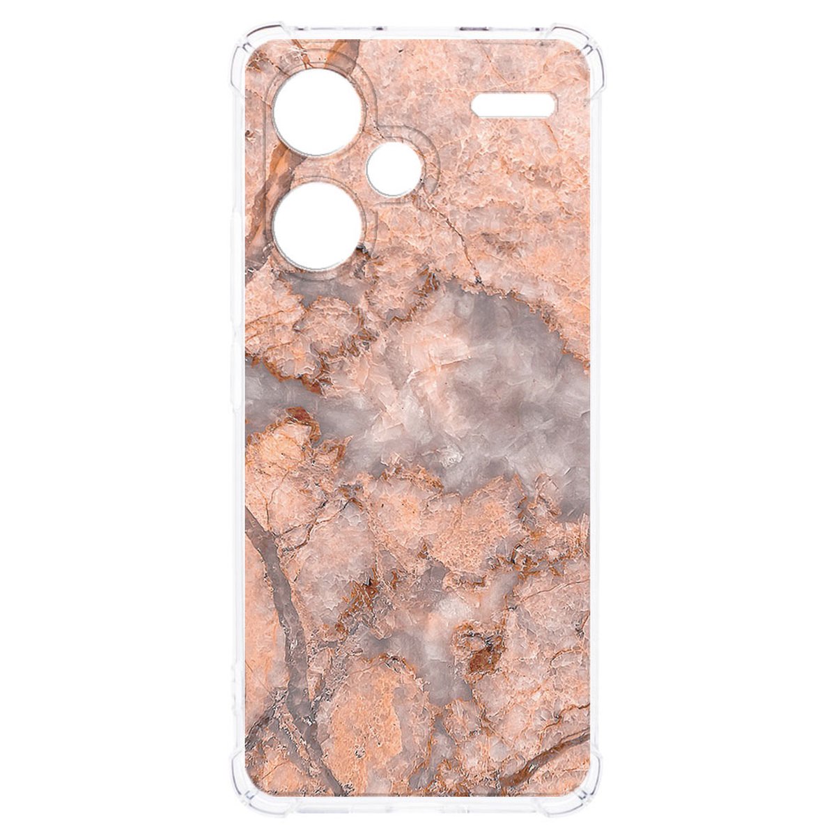 Xiaomi Redmi 13 Pro Plus Hoesje Marmer Oranje TPU Antishock achterkant side